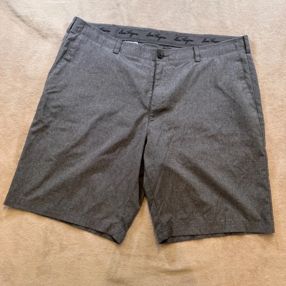 Ben Hogan Golf Shorts Mens Gray Heather Performance Stretch‎ Flat Front Sz 42